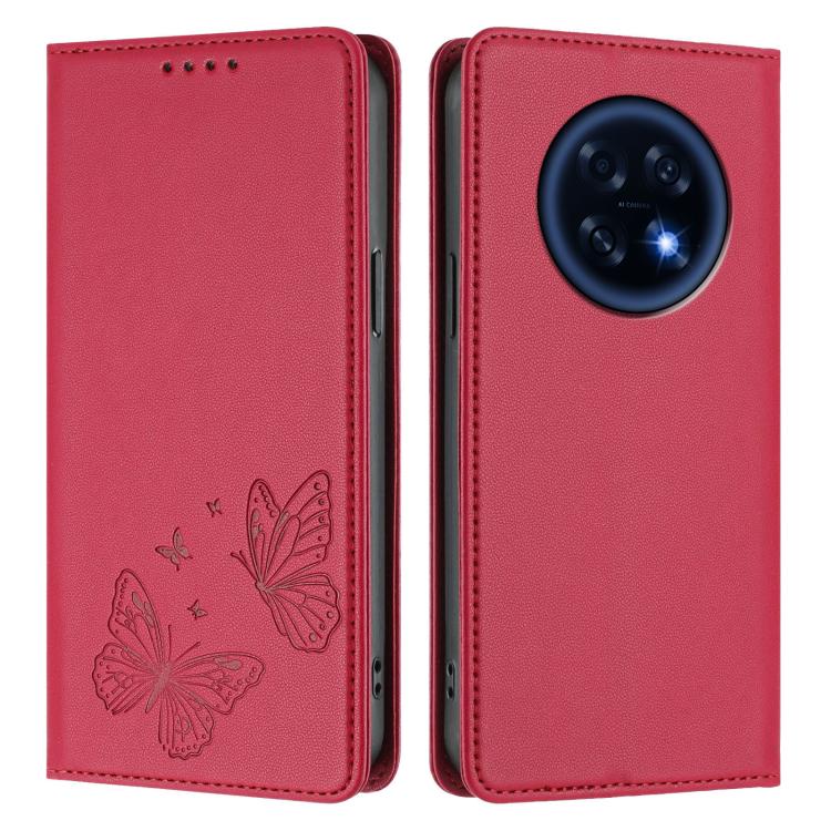 For OPPO A6 GT 5G / OPPO F31 Pro+ 5G Strong Magnetic Dual Butterfly RFID Vegan Leather Phone Case