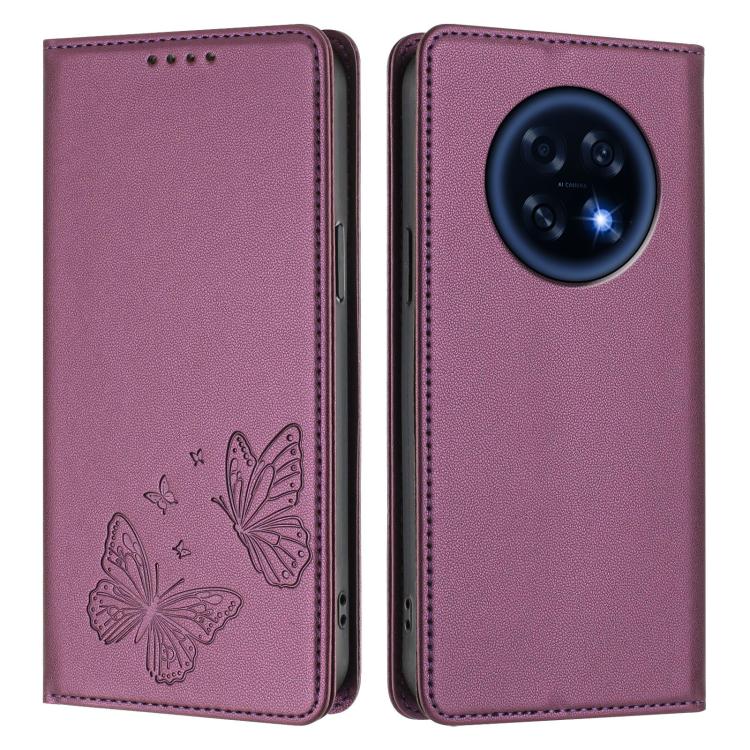 For OPPO A6 GT 5G / OPPO F31 Pro+ 5G Strong Magnetic Dual Butterfly RFID Vegan Leather Phone Case