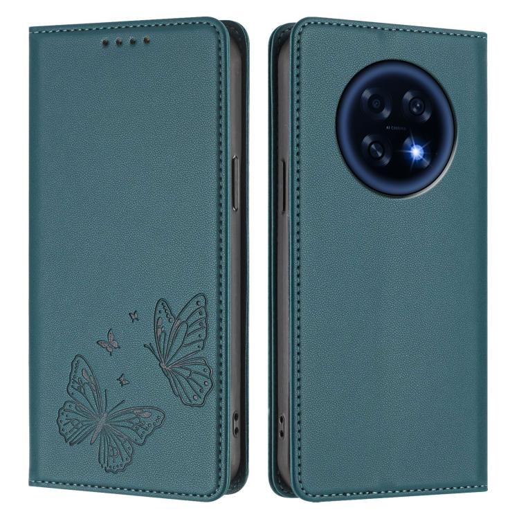 For OPPO A6 GT 5G / OPPO F31 Pro+ 5G Strong Magnetic Dual Butterfly RFID Vegan Leather Phone Case