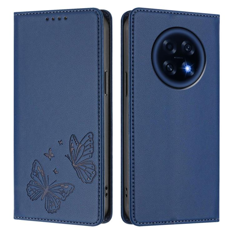 For OPPO A6 GT 5G / OPPO F31 Pro+ 5G Strong Magnetic Dual Butterfly RFID Vegan Leather Phone Case