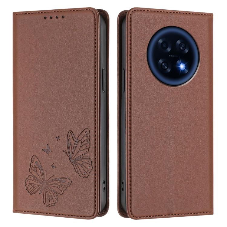 For OPPO A6 GT 5G / OPPO F31 Pro+ 5G Strong Magnetic Dual Butterfly RFID Vegan Leather Phone Case