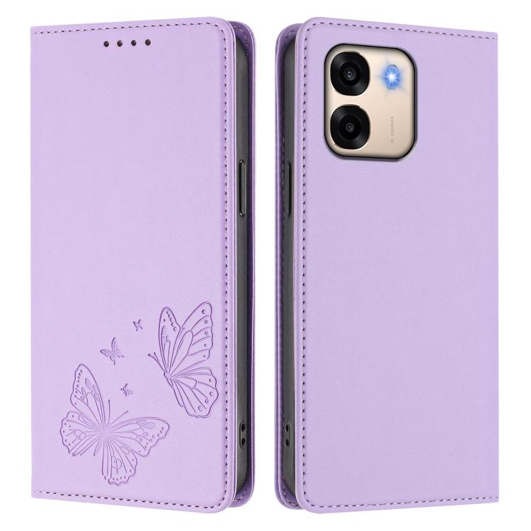For OPPO A6 4G / 5G / A6t 4G / 5G / A6s 5G Strong Magnetic Dual Butterfly RFID Vegan Leather Phone Case