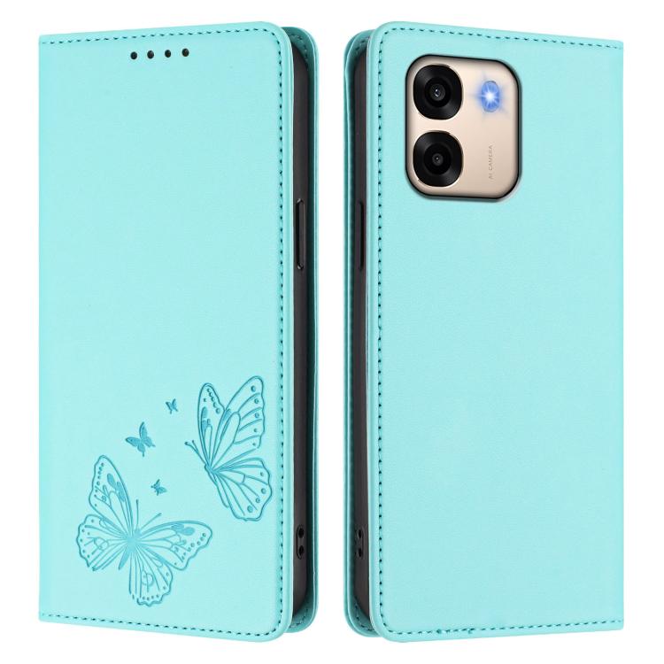 For OPPO A6 4G / 5G / A6t 4G / 5G / A6s 5G Strong Magnetic Dual Butterfly RFID Vegan Leather Phone Case