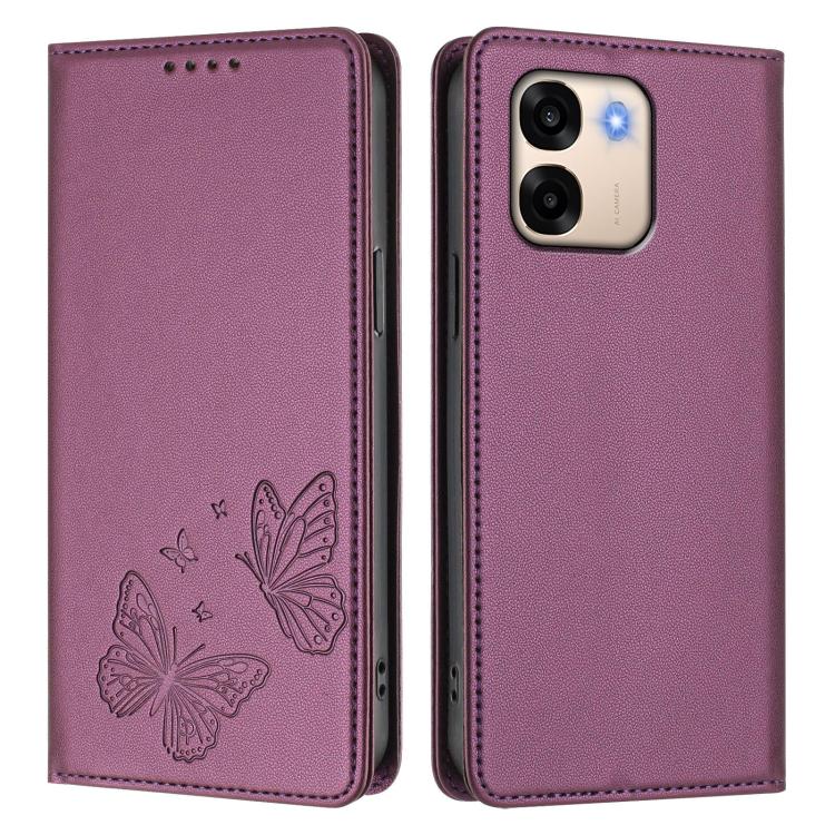 For OPPO A6 4G / 5G / A6t 4G / 5G / A6s 5G Strong Magnetic Dual Butterfly RFID Vegan Leather Phone Case