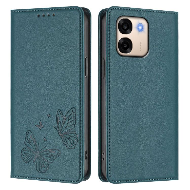 For OPPO A6 4G / 5G / A6t 4G / 5G / A6s 5G Strong Magnetic Dual Butterfly RFID Vegan Leather Phone Case