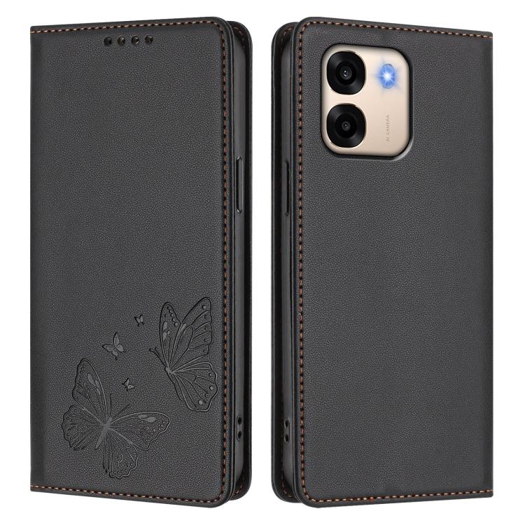 For OPPO A6 4G / 5G / A6t 4G / 5G / A6s 5G Strong Magnetic Dual Butterfly RFID Vegan Leather Phone Case