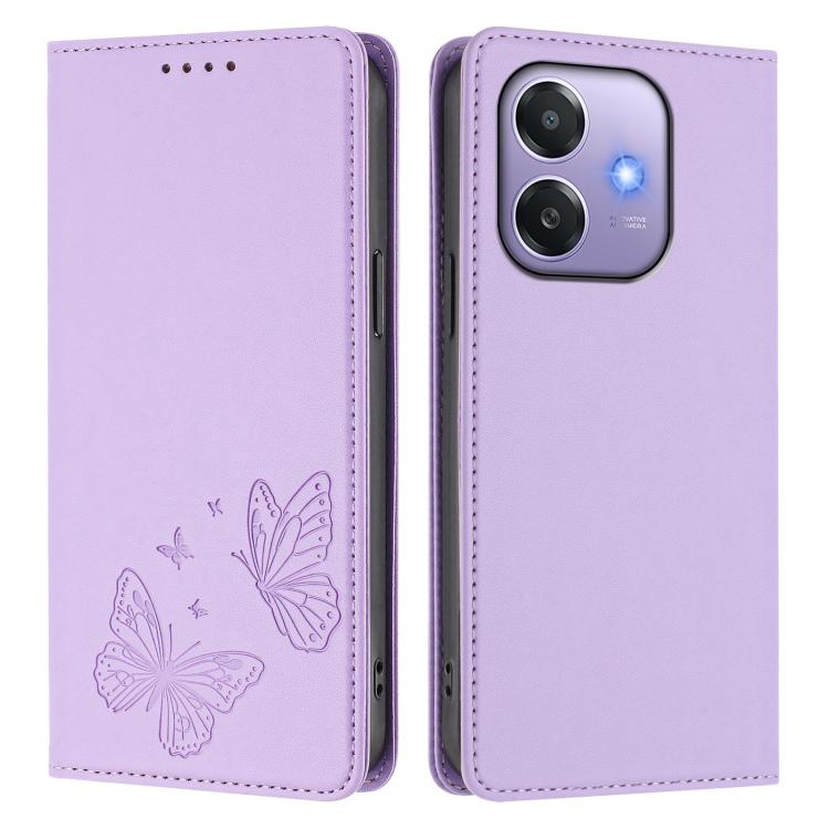 For OPPO A5x 4G / 5G / A3 4G / 5G Strong Magnetic Dual Butterfly RFID Vegan Leather Phone Case
