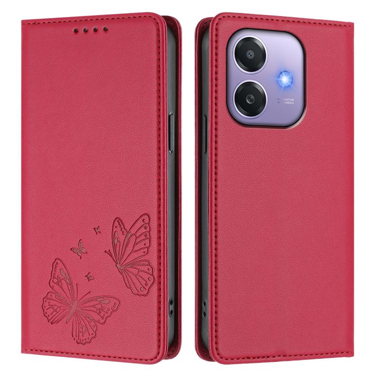For OPPO A5x 4G / 5G / A3 4G / 5G Strong Magnetic Dual Butterfly RFID Vegan Leather Phone Case