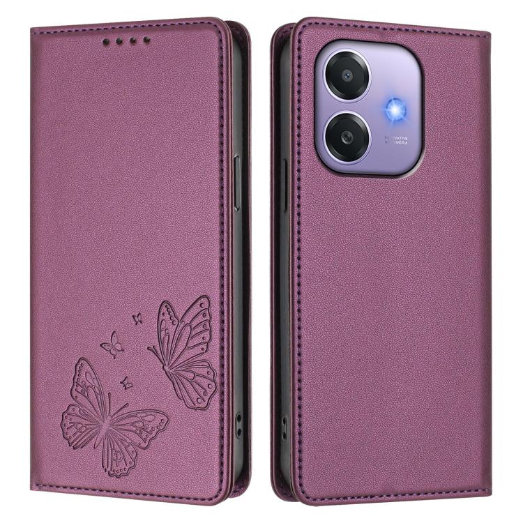 For OPPO A5x 4G / 5G / A3 4G / 5G Strong Magnetic Dual Butterfly RFID Vegan Leather Phone Case