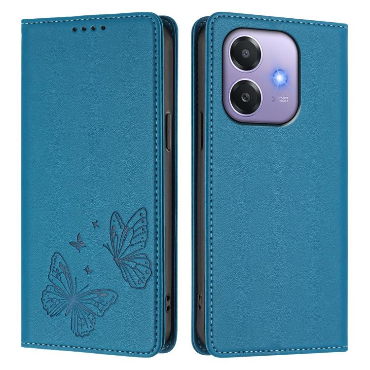 For OPPO A5x 4G / 5G / A3 4G / 5G Strong Magnetic Dual Butterfly RFID Vegan Leather Phone Case