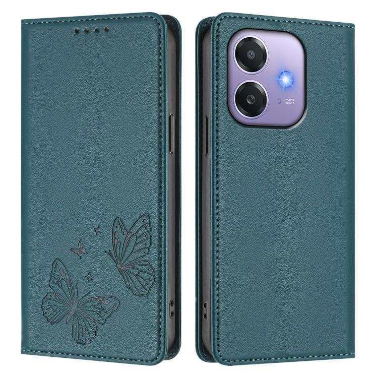 For OPPO A5x 4G / 5G / A3 4G / 5G Strong Magnetic Dual Butterfly RFID Vegan Leather Phone Case