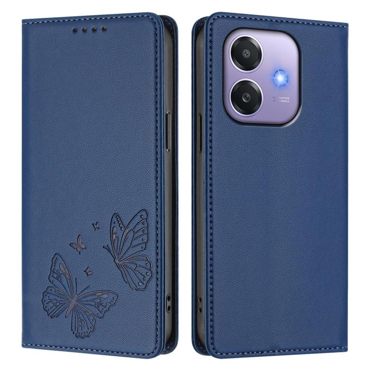 For OPPO A5x 4G / 5G / A3 4G / 5G Strong Magnetic Dual Butterfly RFID Vegan Leather Phone Case