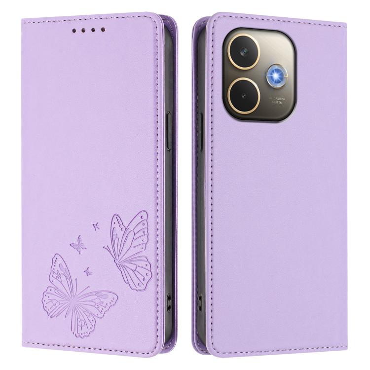 For OPPO A5 Pro 4G / 5G Global Strong Magnetic Dual Butterfly RFID Vegan Leather Phone Case