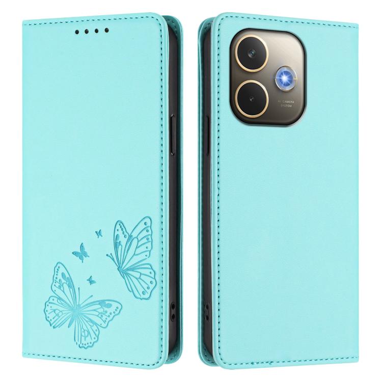 For OPPO A5 Pro 4G / 5G Global Strong Magnetic Dual Butterfly RFID Vegan Leather Phone Case