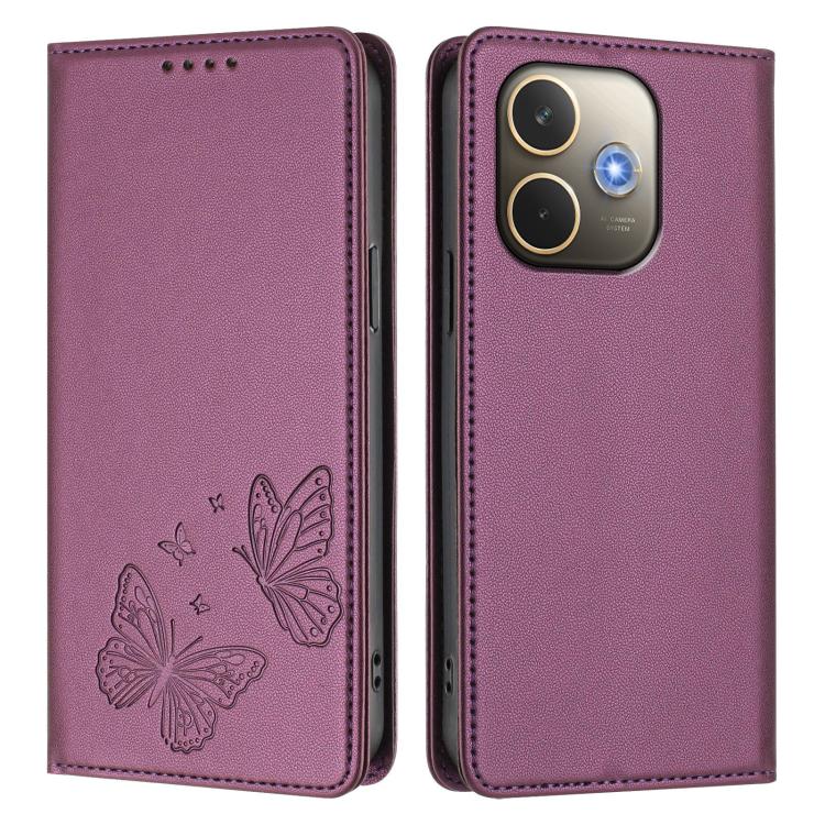 For OPPO A5 Pro 4G / 5G Global Strong Magnetic Dual Butterfly RFID Vegan Leather Phone Case