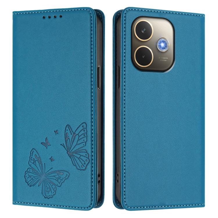 For OPPO A5 Pro 4G / 5G Global Strong Magnetic Dual Butterfly RFID Vegan Leather Phone Case