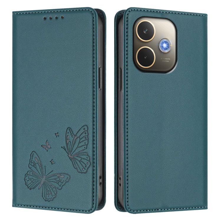 For OPPO A5 Pro 4G / 5G Global Strong Magnetic Dual Butterfly RFID Vegan Leather Phone Case