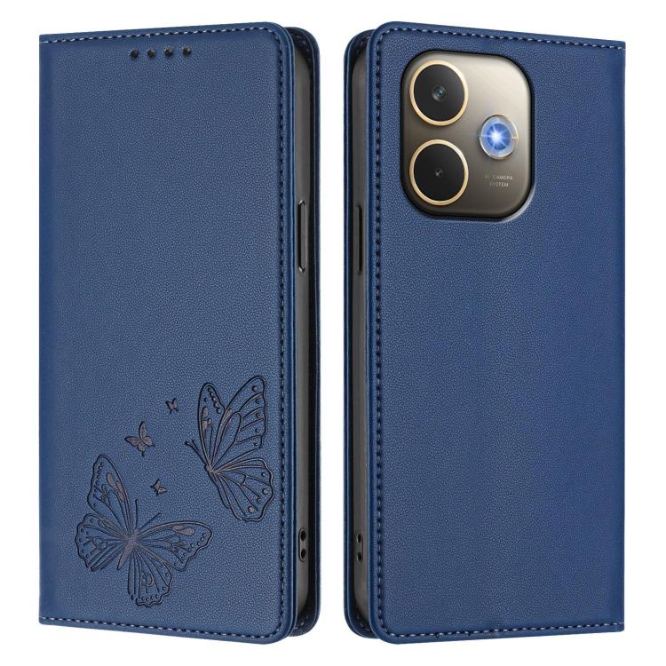 For OPPO A5 Pro 4G / 5G Global Strong Magnetic Dual Butterfly RFID Vegan Leather Phone Case