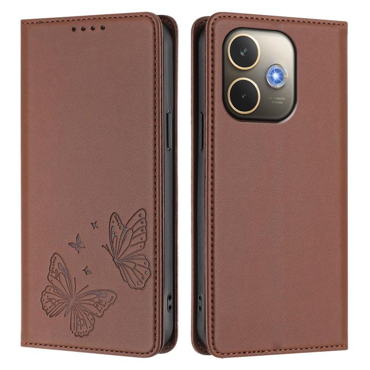 For OPPO A5 Pro 4G / 5G Global Strong Magnetic Dual Butterfly RFID Vegan Leather Phone Case