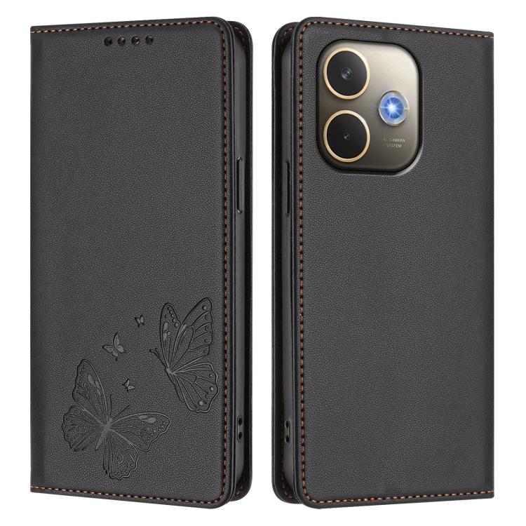 For OPPO A5 Pro 4G / 5G Global Strong Magnetic Dual Butterfly RFID Vegan Leather Phone Case