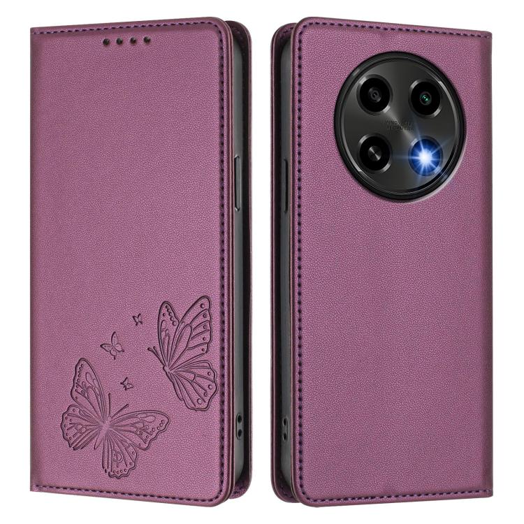 For OPPO A2 Pro / A3 Pro / F27 Pro / F27 Pro+ Strong Magnetic Dual Butterfly RFID Vegan Leather Phone Case