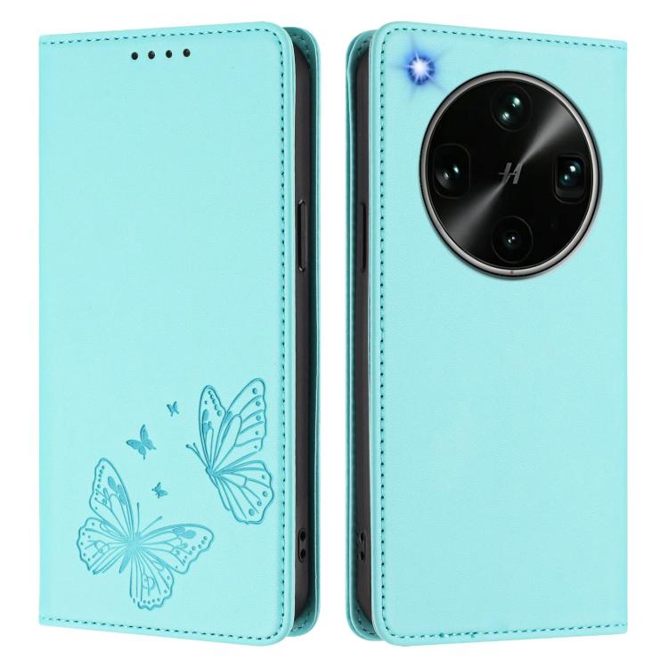 For OPPO Find X9 Ultra Strong Magnetic Dual Butterfly RFID Vegan Leather Phone Case