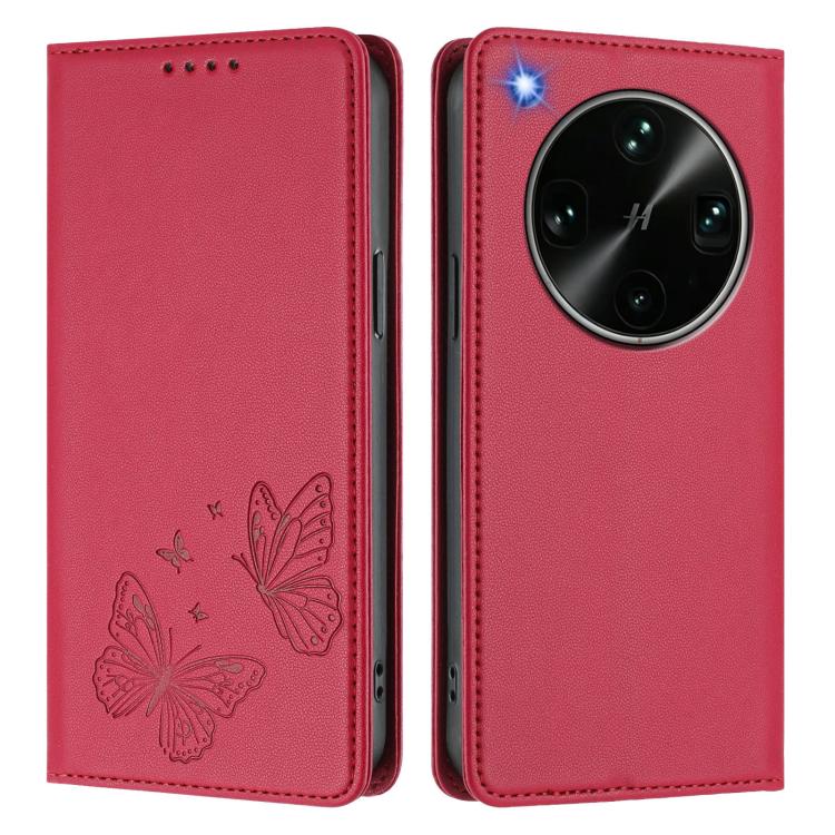For OPPO Find X9 Ultra Strong Magnetic Dual Butterfly RFID Vegan Leather Phone Case