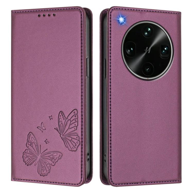 For OPPO Find X9 Ultra Strong Magnetic Dual Butterfly RFID Vegan Leather Phone Case