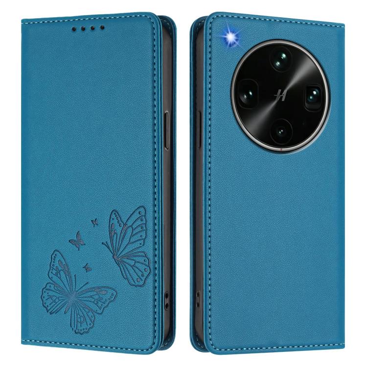 For OPPO Find X9 Ultra Strong Magnetic Dual Butterfly RFID Vegan Leather Phone Case