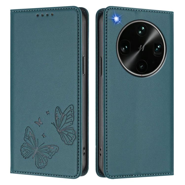 For OPPO Find X9 Ultra Strong Magnetic Dual Butterfly RFID Vegan Leather Phone Case