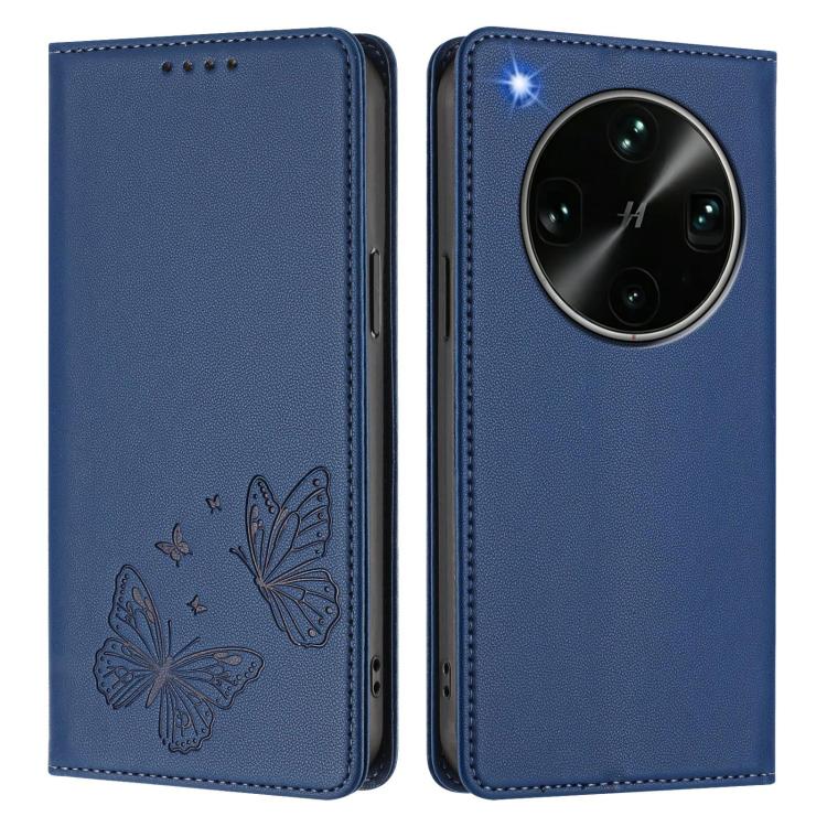 For OPPO Find X9 Ultra Strong Magnetic Dual Butterfly RFID Vegan Leather Phone Case