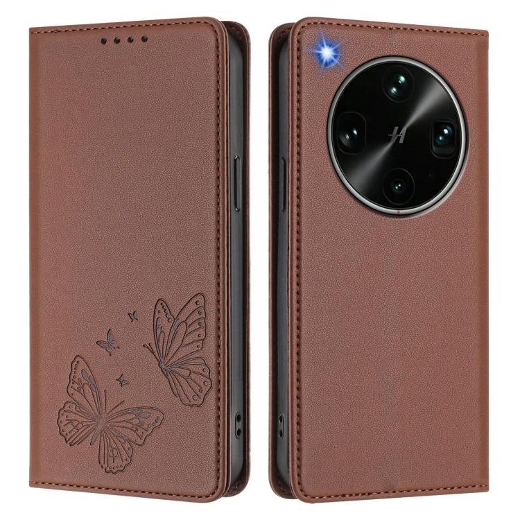 For OPPO Find X9 Ultra Strong Magnetic Dual Butterfly RFID Vegan Leather Phone Case