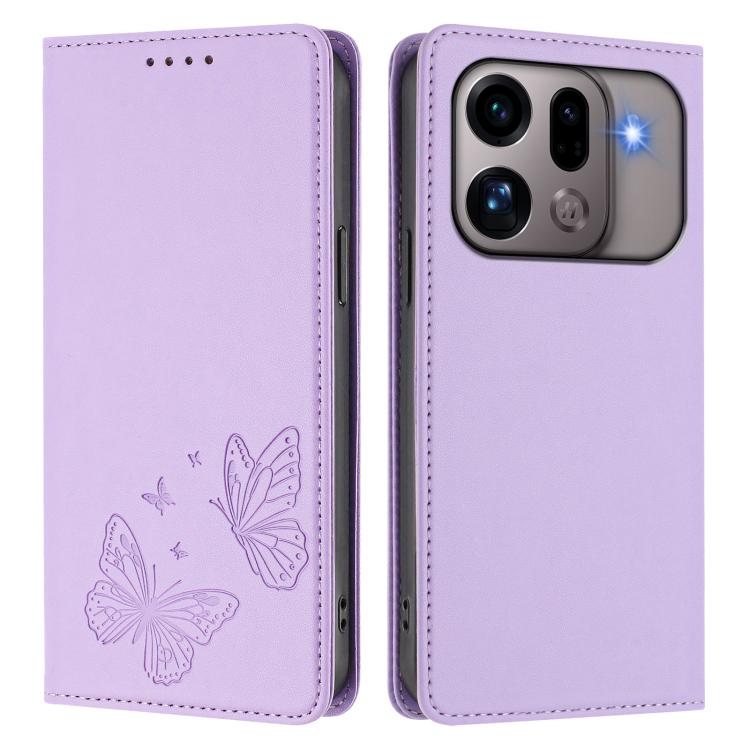 For OPPO Find X9s Pro 5G Strong Magnetic Dual Butterfly RFID Vegan Leather Phone Case