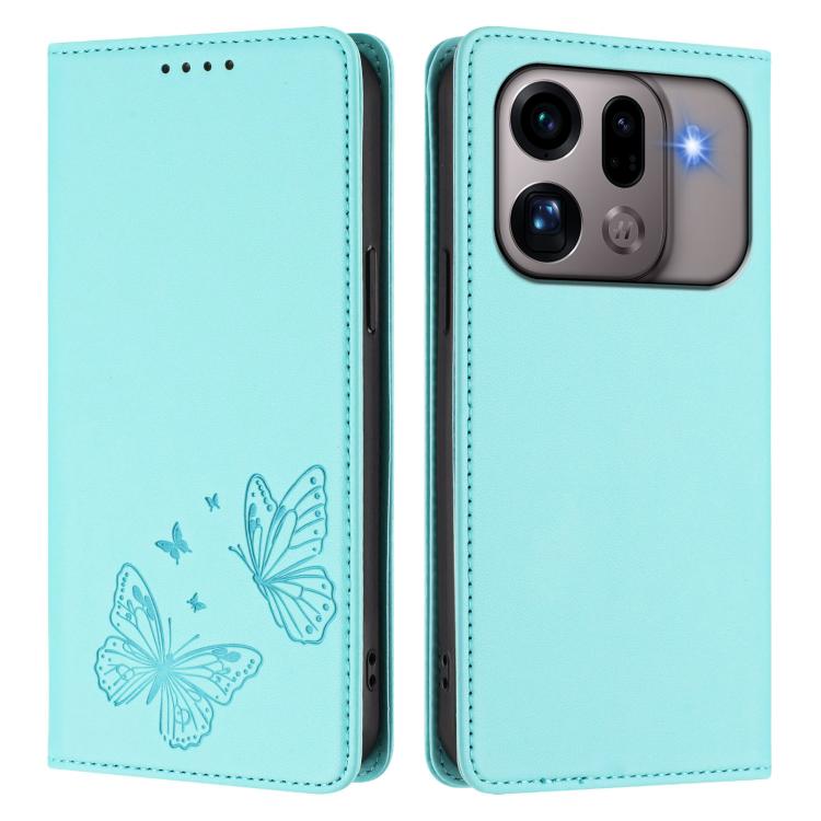 For OPPO Find X9s Pro 5G Strong Magnetic Dual Butterfly RFID Vegan Leather Phone Case