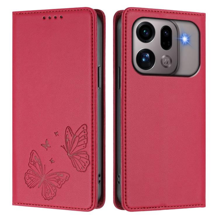 For OPPO Find X9s Pro 5G Strong Magnetic Dual Butterfly RFID Vegan Leather Phone Case