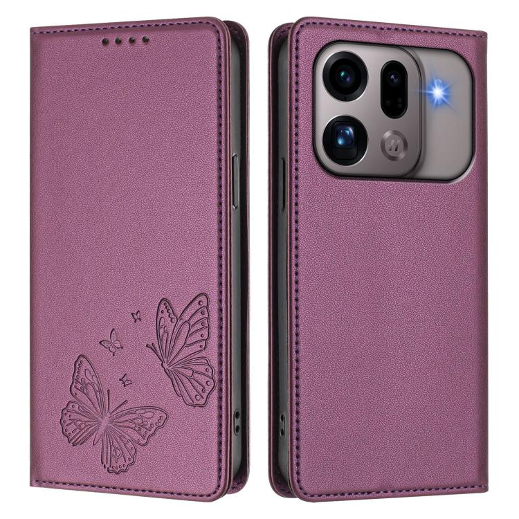 For OPPO Find X9s Pro 5G Strong Magnetic Dual Butterfly RFID Vegan Leather Phone Case