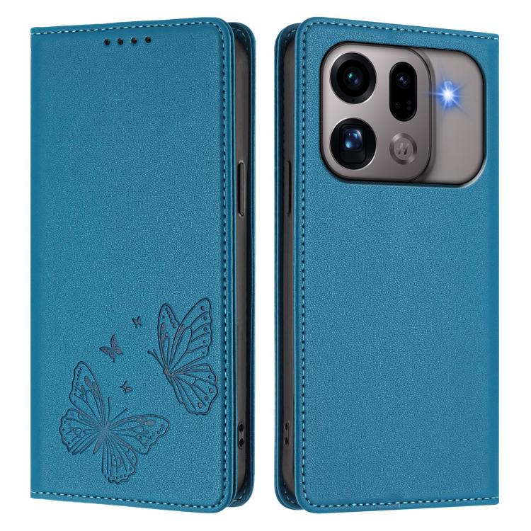 For OPPO Find X9s Pro 5G Strong Magnetic Dual Butterfly RFID Vegan Leather Phone Case