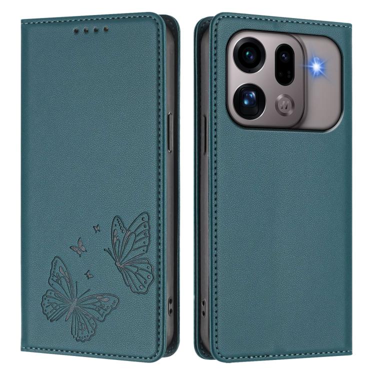 For OPPO Find X9s Pro 5G Strong Magnetic Dual Butterfly RFID Vegan Leather Phone Case