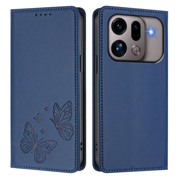 For OPPO Find X9s Pro 5G Strong Magnetic Dual Butterfly RFID Vegan Leather Phone Case