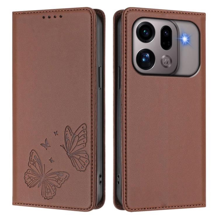 For OPPO Find X9s Pro 5G Strong Magnetic Dual Butterfly RFID Vegan Leather Phone Case