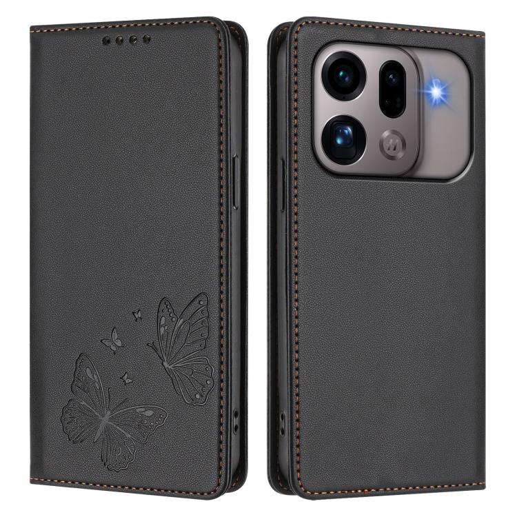 For OPPO Find X9s Pro 5G Strong Magnetic Dual Butterfly RFID Vegan Leather Phone Case