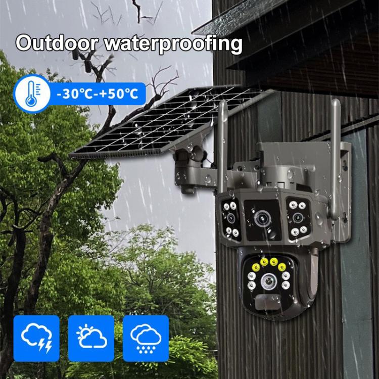 V380 Pro 3MP Panoramic Dual Lens Wireless WiFi Solar Powered Surveillance Camera - Black