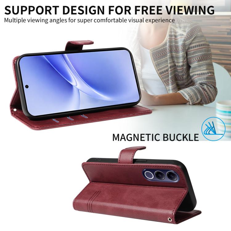 For vivo V70 FE 5G T-type Stitch Leather Phone Case