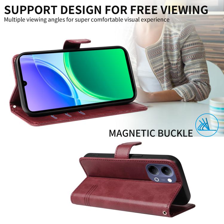 For vivo Y05 4G / Y21 5G 2026 Global T-type Stitch Leather Phone Case