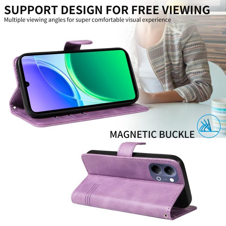 For vivo Y05 4G / Y21 5G 2026 Global T-type Stitch Leather Phone Case