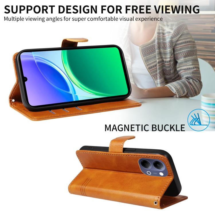 For vivo Y05 4G / Y21 5G 2026 Global T-type Stitch Leather Phone Case