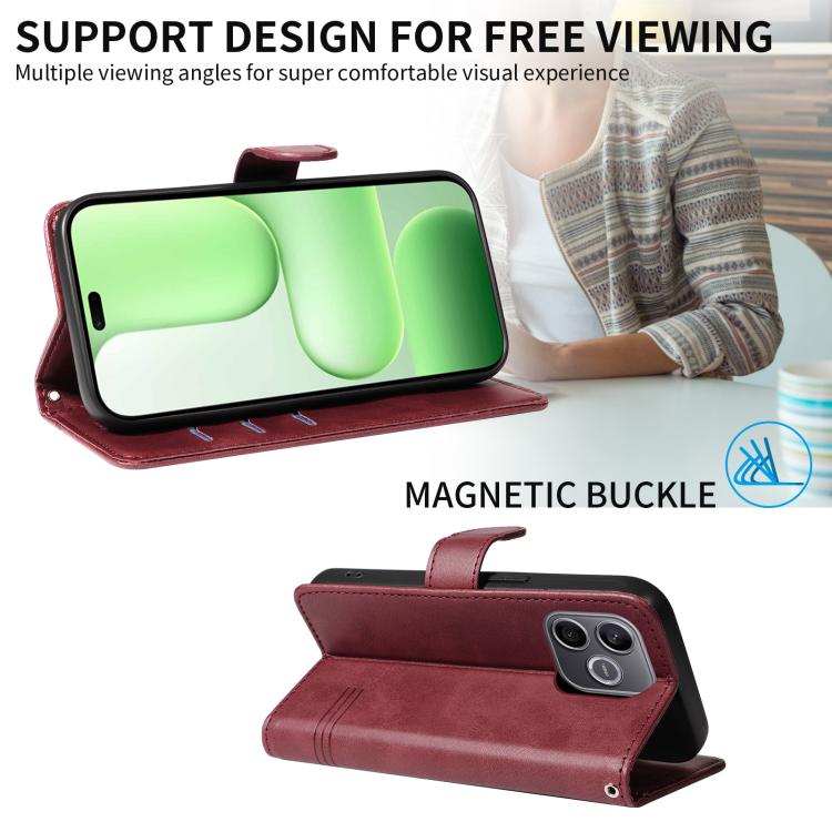 For Honor 600 Lite Global T-type Stitch Leather Phone Case