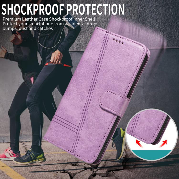 For Honor 600 Lite Global T-type Stitch Leather Phone Case
