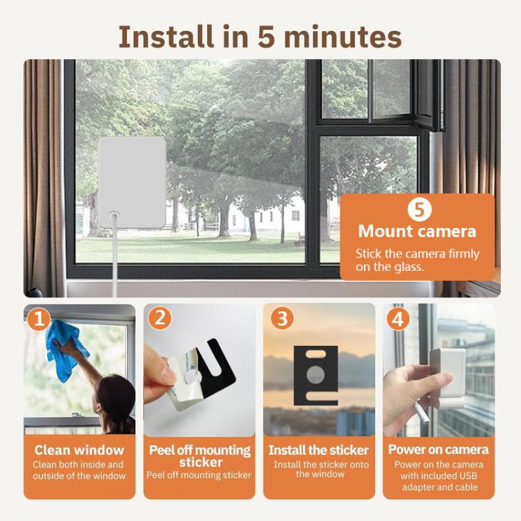 Wireless WiFi Smart Window Surveillance Camera, Specification:5.0GHz - White