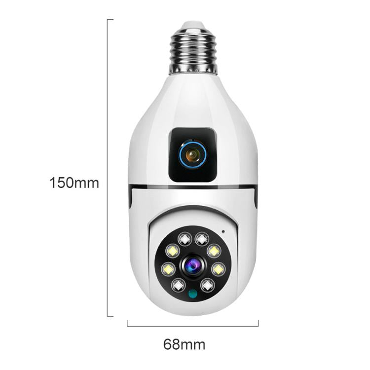 V380 Pro 4MP Full-Color Dual-Lens 2.4GHz WiFi Wireless E27 Socket Bulb Night Vision PTZ Camera - White